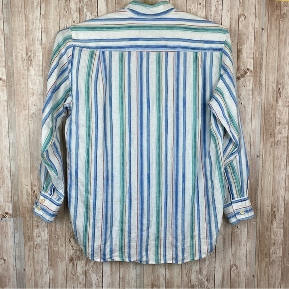 Tommy Bahama Striped Long Sleeve Button Front Linen Shirt Size Large - Picture 3 of 13